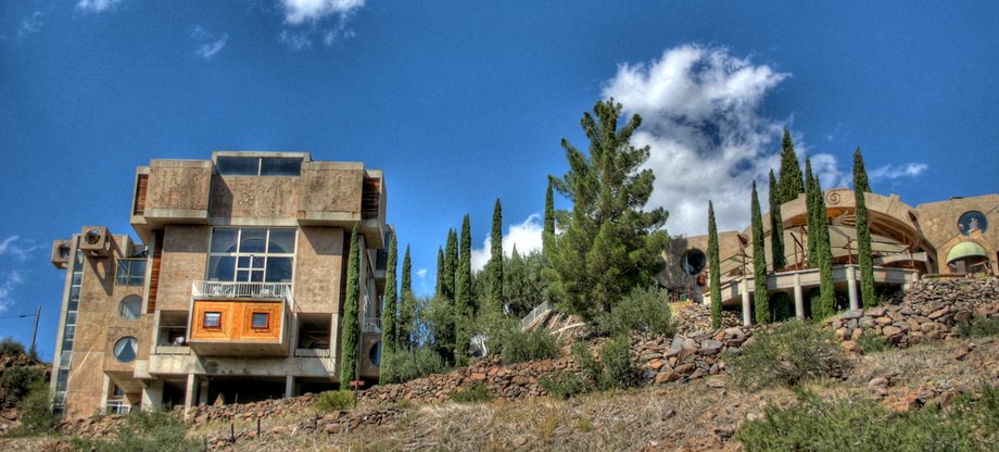 A view of the western half of Arcosanti in Arizona.