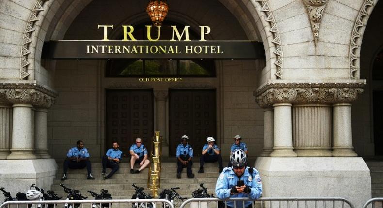 Police officers outside the Trump International Hotel in Washington DC