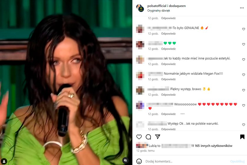 Komentarze na instagramowej stronie Polsatu oraz Dody. Tu jeden o Megan Fox, amerykańskiej gwieździe "Transformersów".