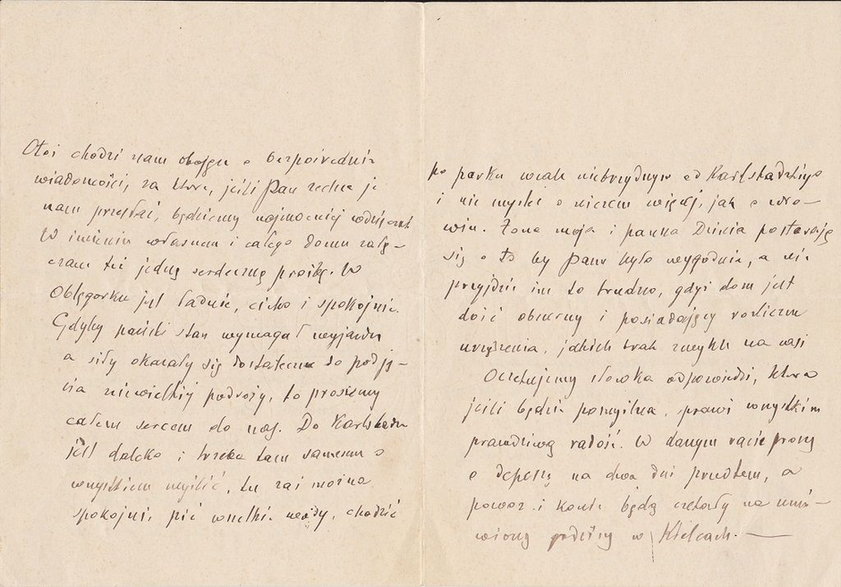 Fragment listu Henryka Sienkiewicza do Antoniego Osuchowskiego, zachęcającego go do przyjazdu do Oblęgorka (fot. Pałacyk Henryka Sienkiewicza w Oblęgorku)