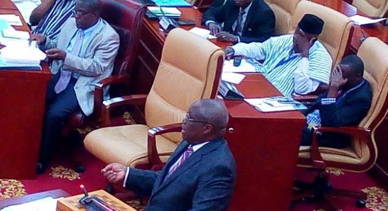 Dr Henry Kofi Wampah addressing parliament yesterday.