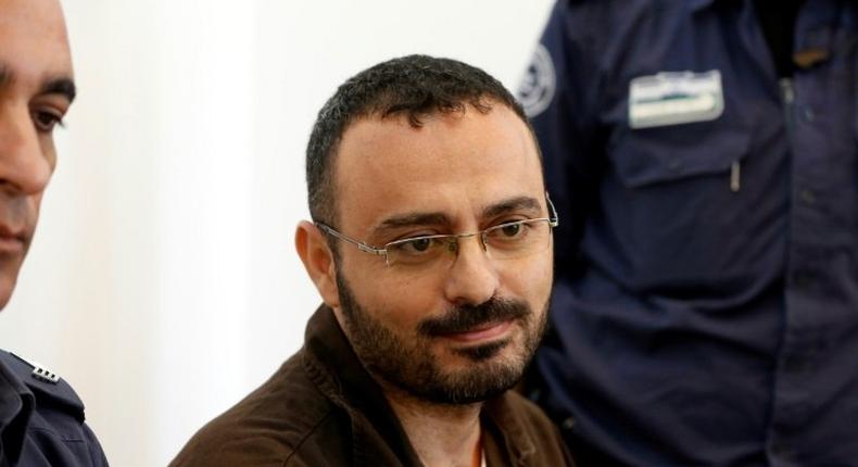 Palestinian Waheed Borsh, a UN Development Programme employee accused of aiding the Islamist movement Hamas, pictured during his indictment at a district court in the southern Israeli city of Beersheva on August 28, 2016