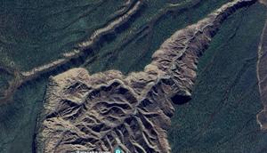 The Batagay crater, as seen on Google Earth in satellite data from May 2024.Google, Airbus