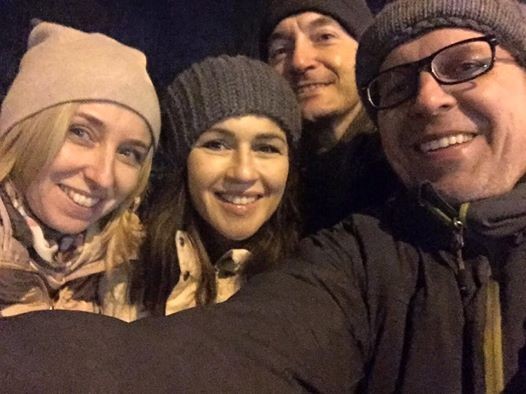 Beata Tadla z przyjaciółmi na demonstracji KOD