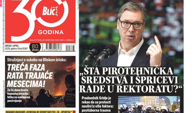 Blic naslovna strana za 01.04 