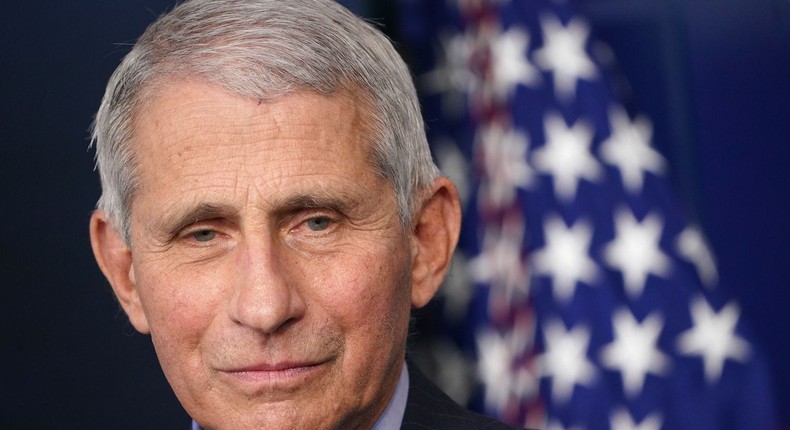 Anthony Fauci, director of the National Institute of Allergy and Infectious Diseases, in the White House in January 2021.
