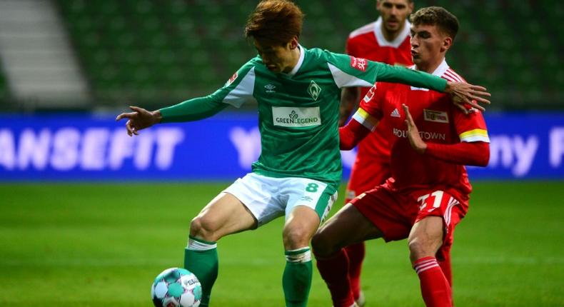 Japan forward Yuya Osako (L) scored the winner in Werder Bremen's German Cup quarter-final victory on Wednesday