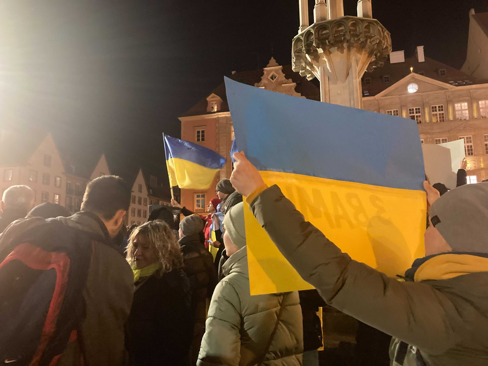 Protest na znak solidarności z Ukrainą we Wrocławiu