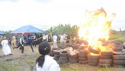 Again, NDLEA sets ablaze 1.8 tons of cocaine in Lagos