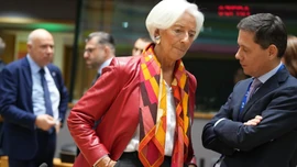 Kristin Lagard na sastanku ministara finansija evrozone u Briselu 11. decembra