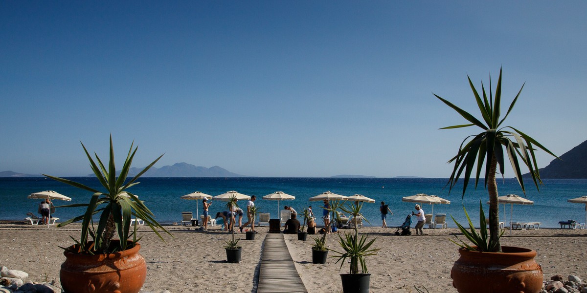 Plaża w Kefalos na greckiej wyspie Kos.