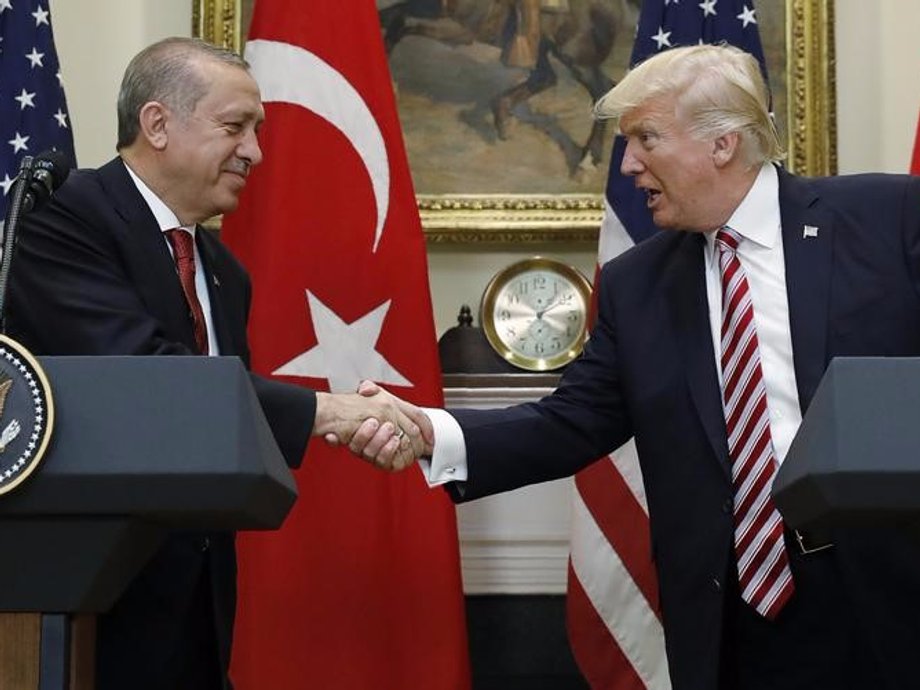 Turkish President Recep Tayyip Erdogan with President Donald Trump at the White House, May 16, 2017.