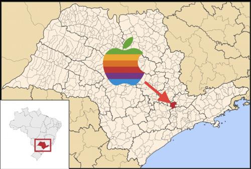 Lokalizacja zakładów Foxconna na mapie Brazylii. 9to5mac.com.