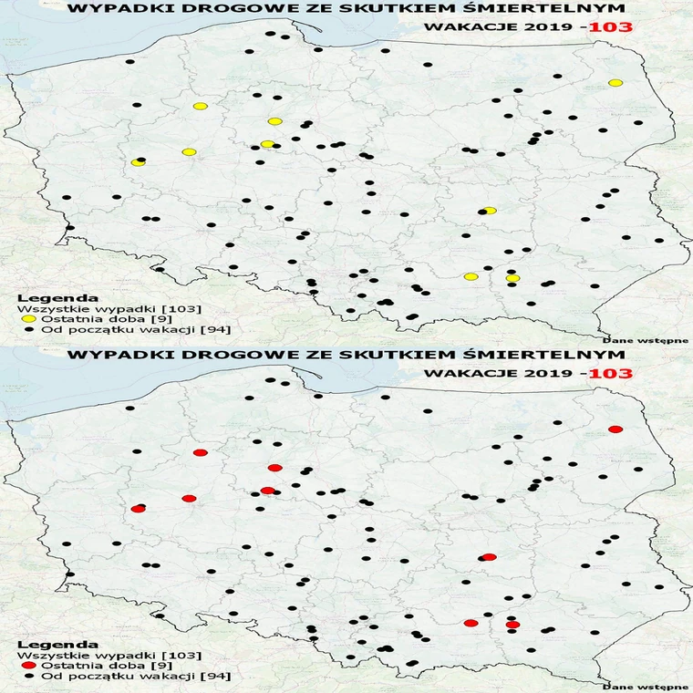 Mapa wypadków drogowych