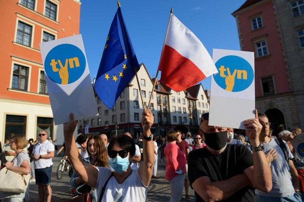 Protest w obronie TVN we Wrocławiu