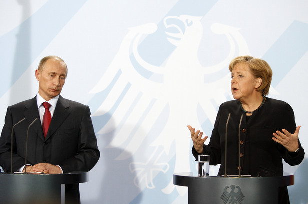 Władimir Putin i Angela Merkel na spotkaniu w Berlinie