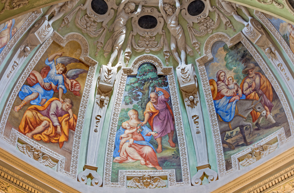 Freski z wizerunkiem Świętej Rodziny w kaplicy Św. Józefa, w Bazylice Św. Franciszka 
