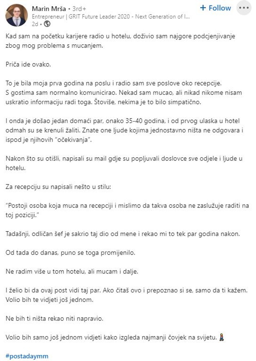 Marinovo iskustvo iz hotela