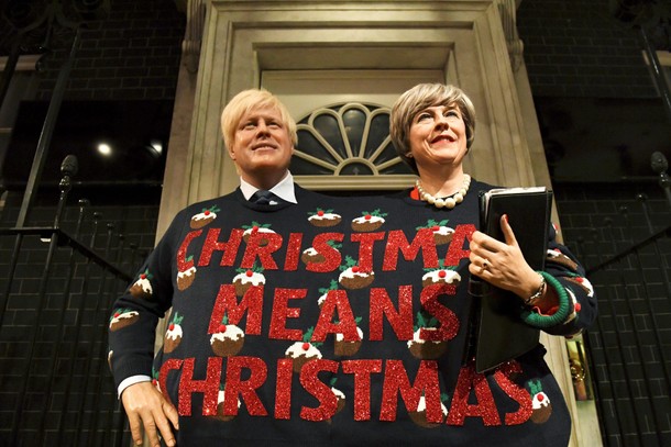 Madame Tussauds' wax figures of Britain's Prime Minister Theresa May and Foreign Secretary Boris Joh