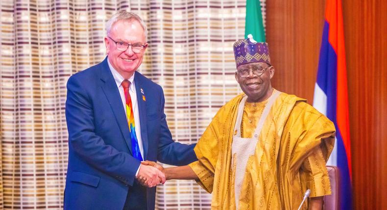 President Bola Tinubu receives Rotary International President, Gordon Mclnally at the State House in Abuja [Presidency]