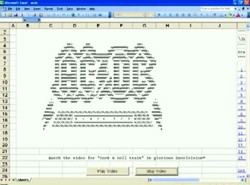 Wideoklip AC/DC odtworzony w arkuszu Excela