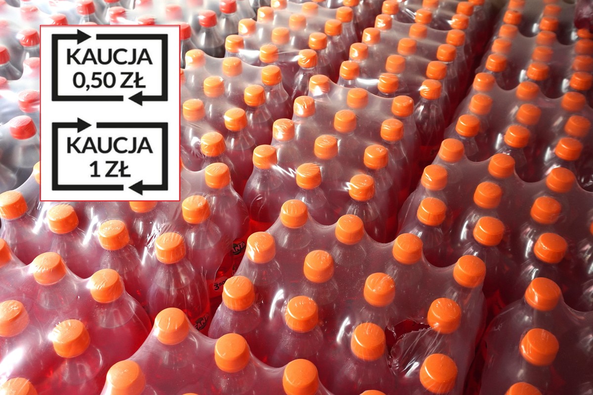 plastikowe butelki z oznaczeniami kaucji