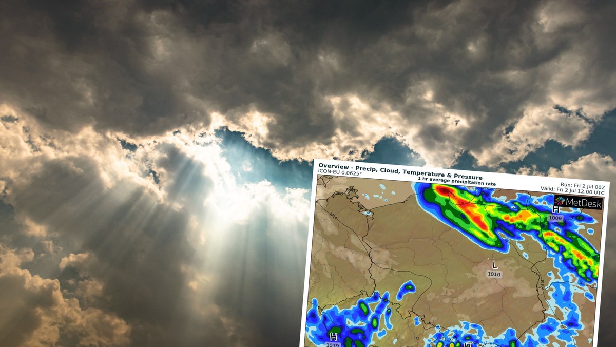 Prognoza pogody na piątek, 2 lipca. Pojawią się opady i burze, szczególnie na Mazurach