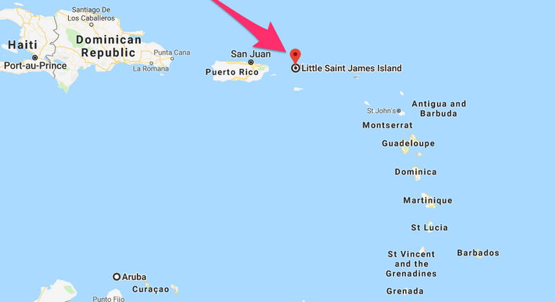 Little St. James sits off the coast of St. Thomas in the Caribbean. To put its location into perspective, the Caribbean is home to many popular islands including Aruba, Barbados, and Jamaica.