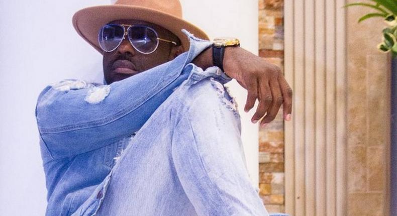 Jim Iyke scores distressed denim on denim