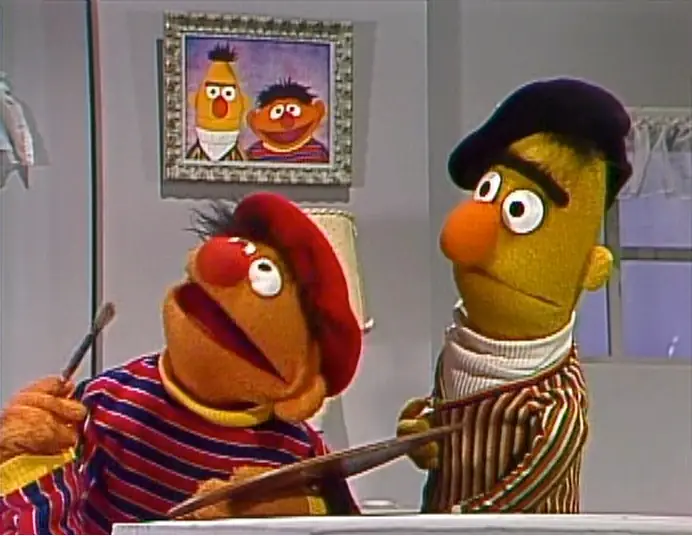 Ernie i Bert mają nawet wspólny portret zawieszony na ścianie &lt;3 