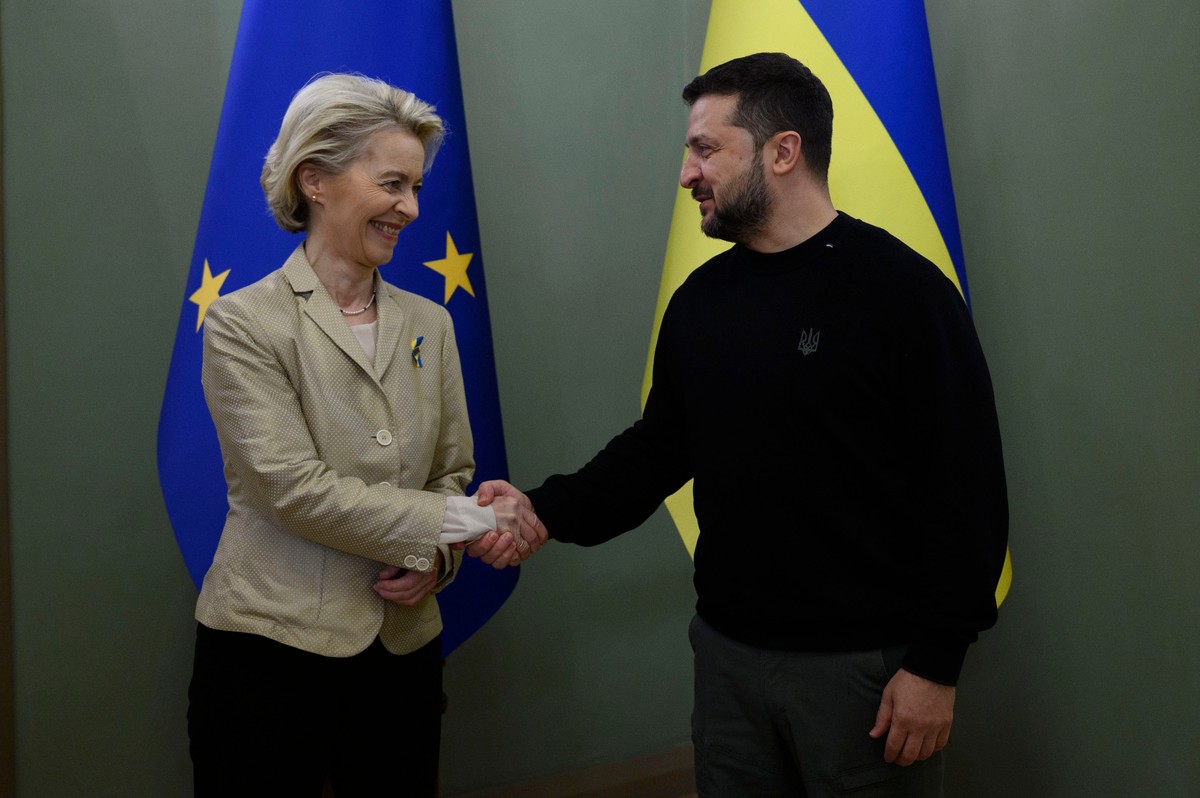 Ukraine, Kiev: President Volodymyr Zelensky meets the President of the European Commission Ursula von der Leyen