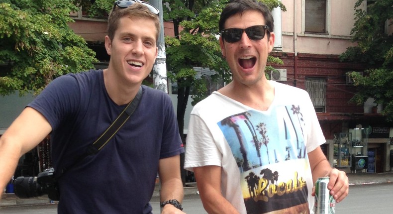 The writer and his cousin Yonatan cycling in Albania.Courtesy of Ash Jurberg