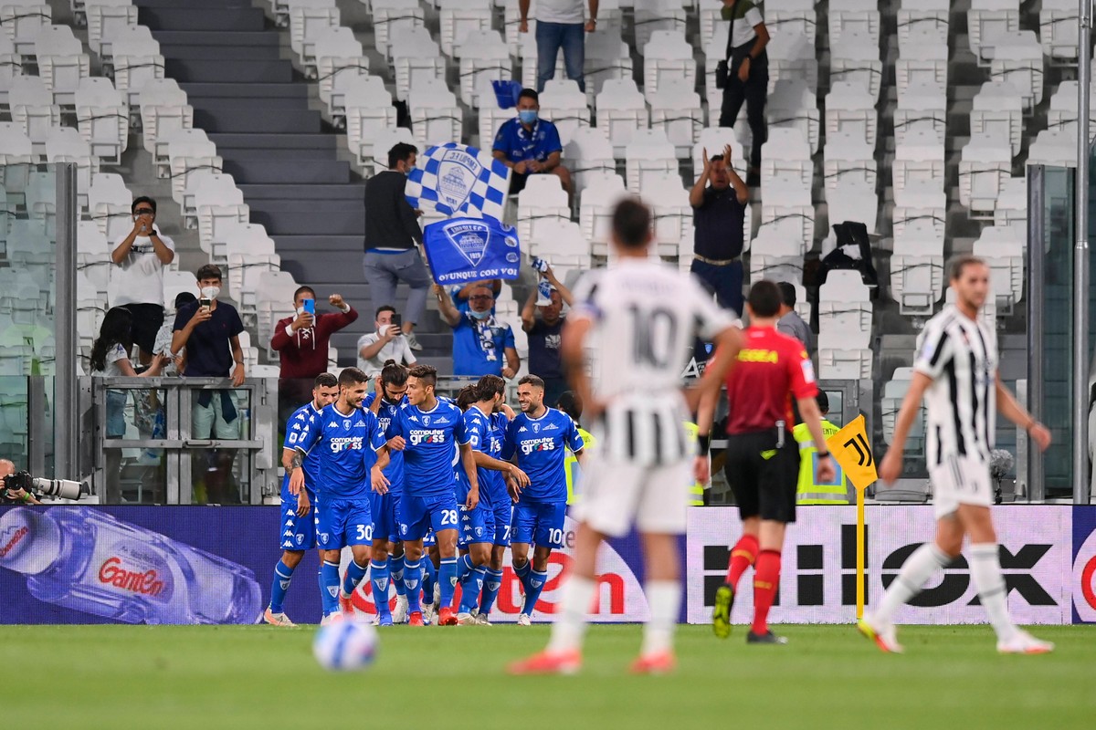 Radość piłkarzy Empoli w meczu z Juventusem Turyn