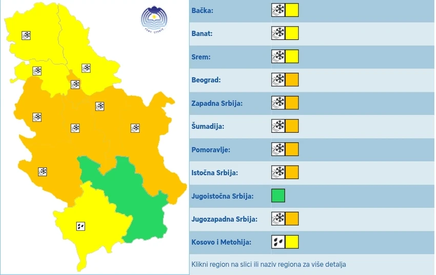 Meteoalarm za nedelju