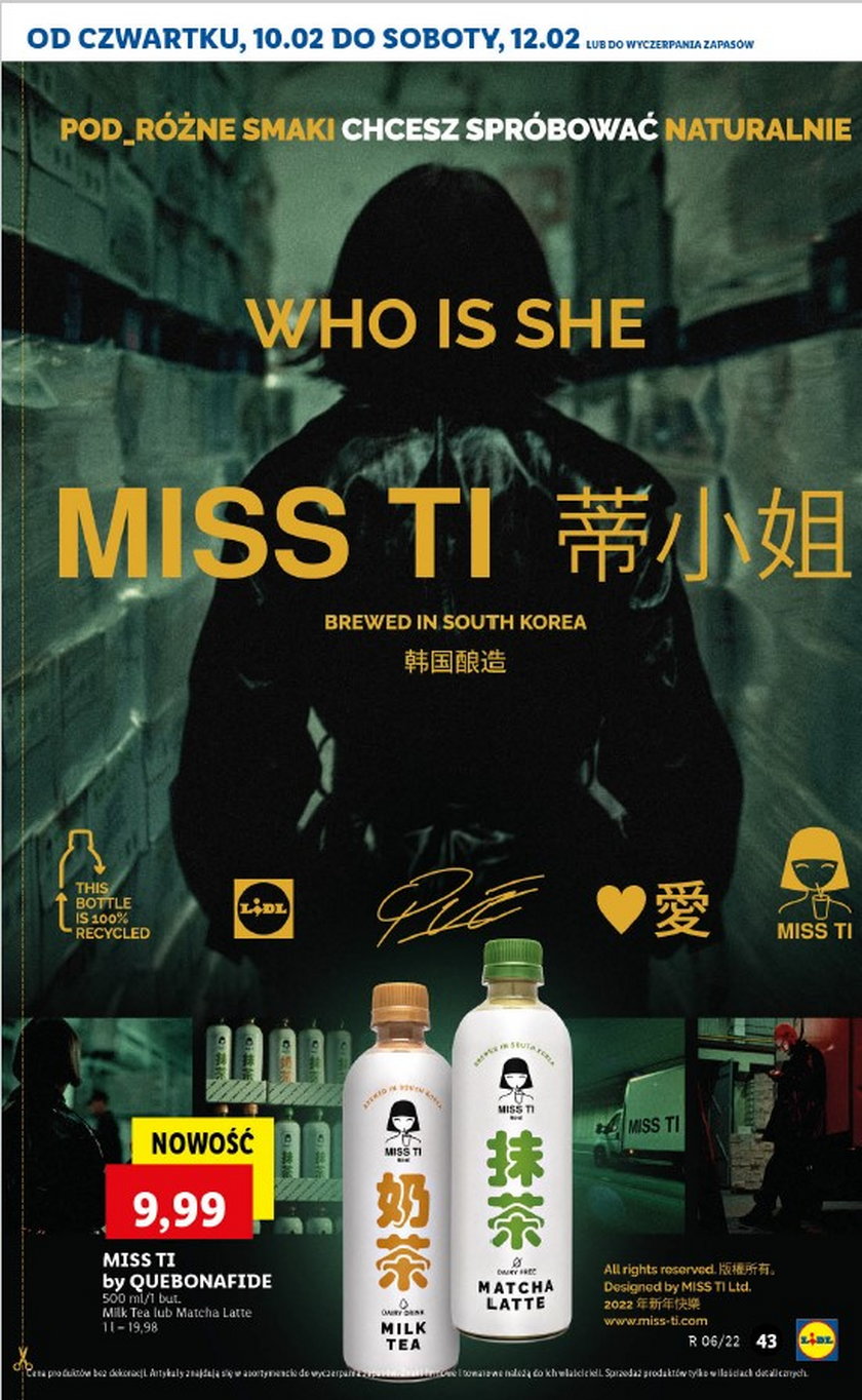 Plakat promujący nowe napoje w ofercie Lidla