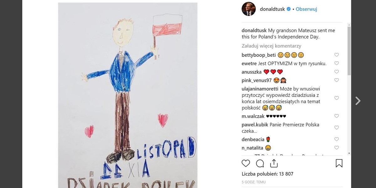 Donald Tusk pochwalił się prezentem od wnuka