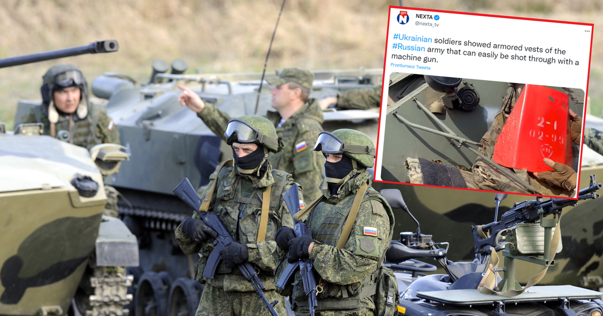 Żołnierze pokazują rosyjskie kamizelki kuloodporne. Ukraińcy nie wierzą  własnym oczom