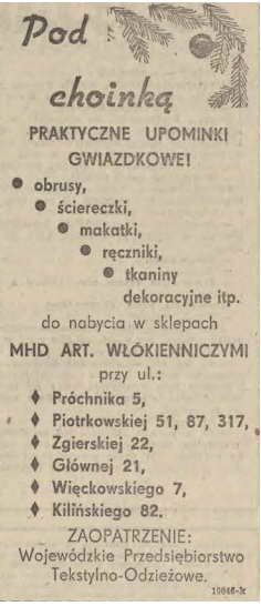 Reklama w Dzienniku Łódzkim z lat 1970-1972