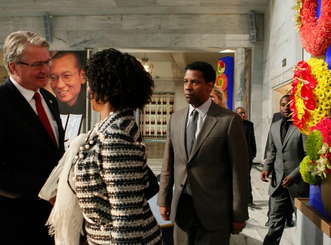 Denzel Washington na ceremonii noblowskiej w Oslo