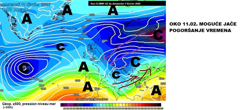 Oko 11. februara je moguće jače pogoršanje vremena, najavio je Čubrilo