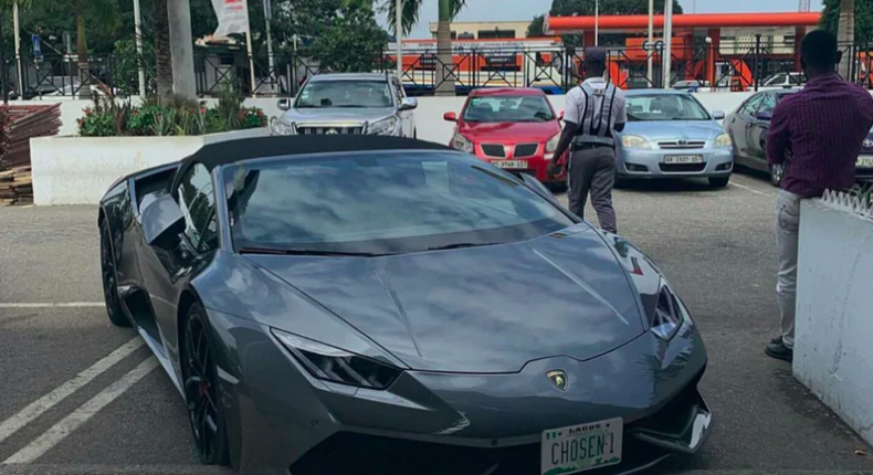 A screenshot of the photo of the car spotted in East Legon, Accra posted on Instagram. Photo credit: Crossifixio.clericuzio.