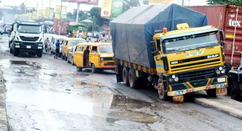 One of the bad roads in Lagos. (Phenomenal)