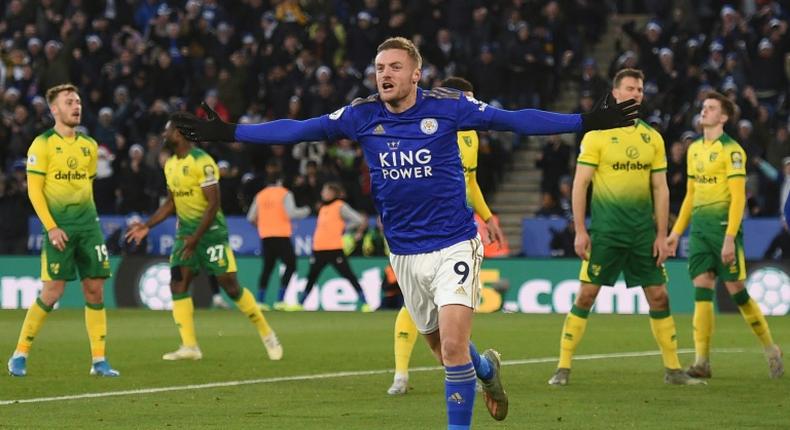 Jamie Vardy's scoring streak came to an end as Norwich held Leicester 1-1