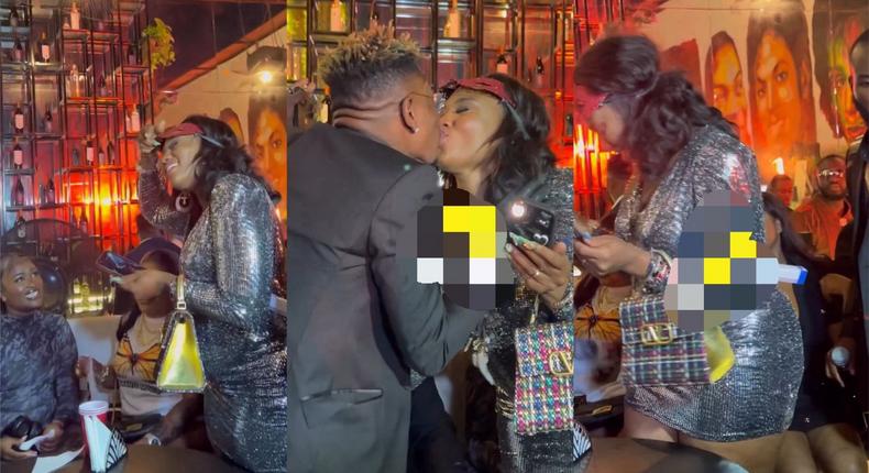 Abena Korkor and Medikal share kiss at Medikal's album listening party