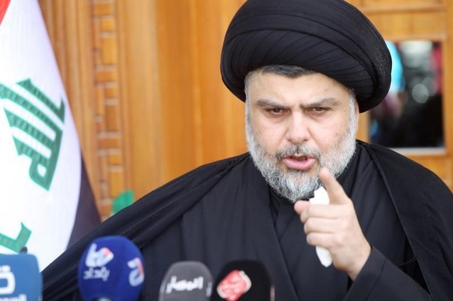 Prominent Iraqi Shiite cleric Muqtada al-Sadr speaks during a news conference in Najaf, south of Baghdad, on April 30.