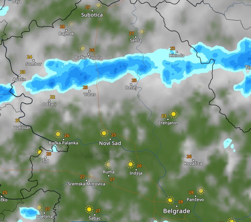 Temperature na severu u 12 sati