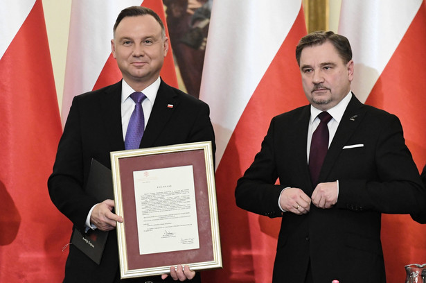 Prezydent Andrzej Duda i szef NSZZ Solidarność Piotr Duda