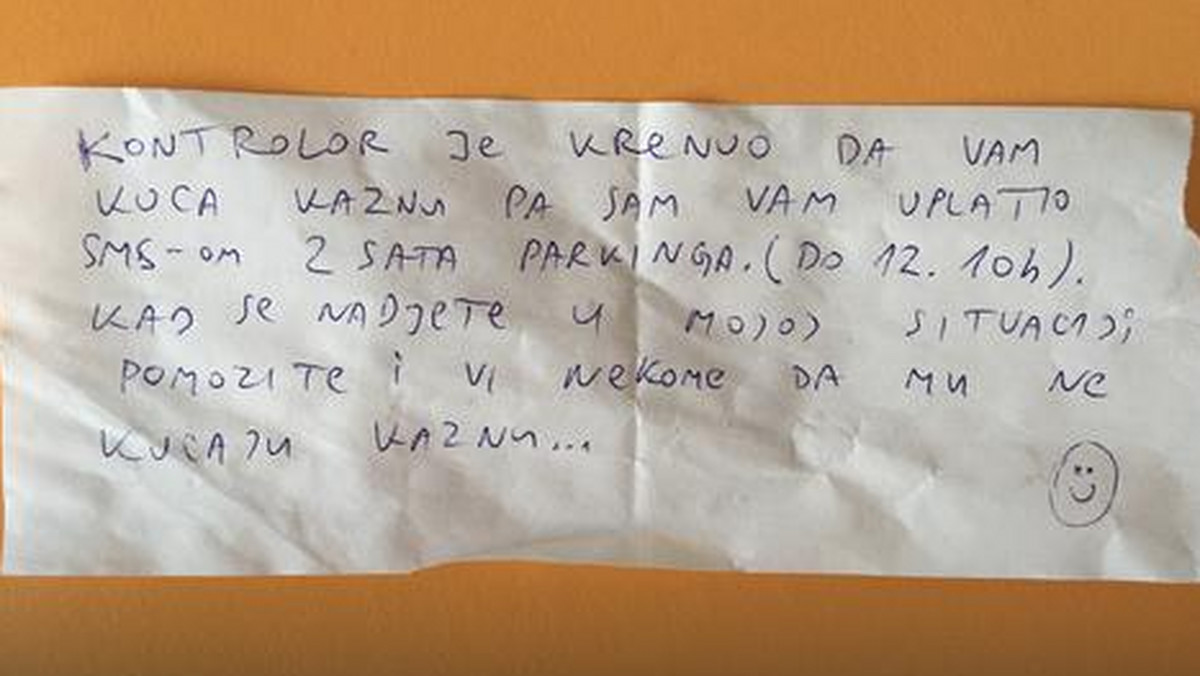 Czasami zdarza się, że wśród nieznajomych osób trafi się prawdziwy bohater. Tak było w przypadku Ivany. Mieszkanka Belgradu znalazła za szybą swojego samochodu wiadomość, która wyjątkowo ją ucieszyła. Co tam się znalazło? Kilka zdań i drobny gest, który niemal wybawił ją z opresji.