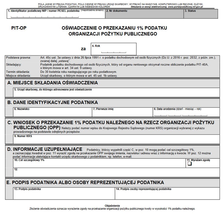 Formularz PIT-OP 