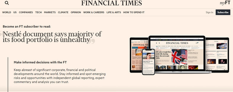 "Financial Times" dotarł do wewnętrznych dokumentów firmy Nestlé